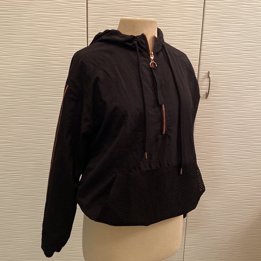 Black windbreaker hoodie
